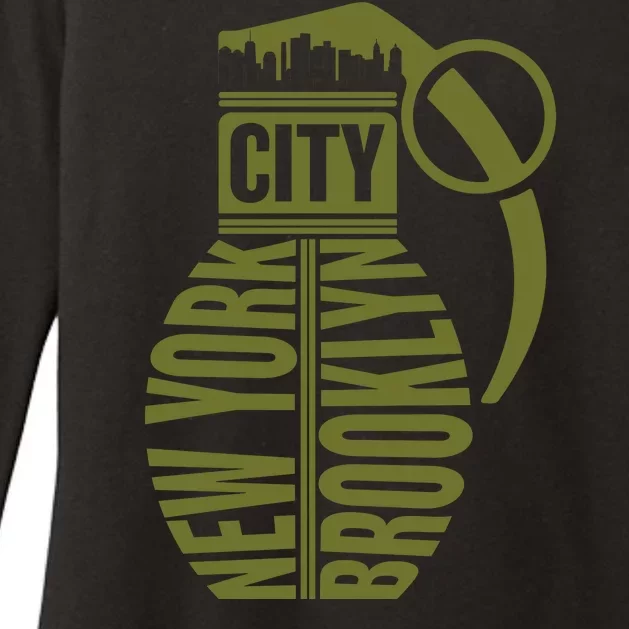 Cool New York City Brooklyn Grenade Design Womens CVC Long Sleeve Shirt