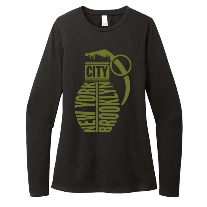 Cool New York City Brooklyn Grenade Design Womens CVC Long Sleeve Shirt