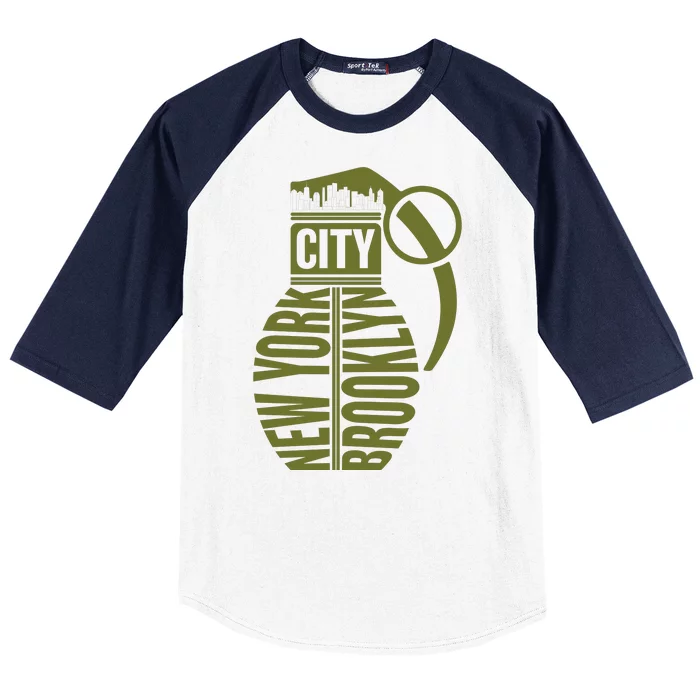 Cool New York City Brooklyn Grenade Design Baseball Sleeve Shirt