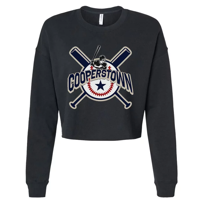 Cooperstown New York Baseball Game Family Cropped Pullover Crew