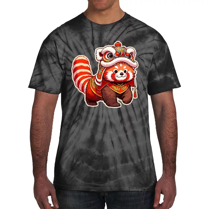 Chinese New Year Red Panda Lion Dance Lunar New Year 2024 Tie-Dye T-Shirt