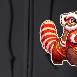 Chinese New Year Red Panda Lion Dance Lunar New Year 2024 Full Zip Hoodie