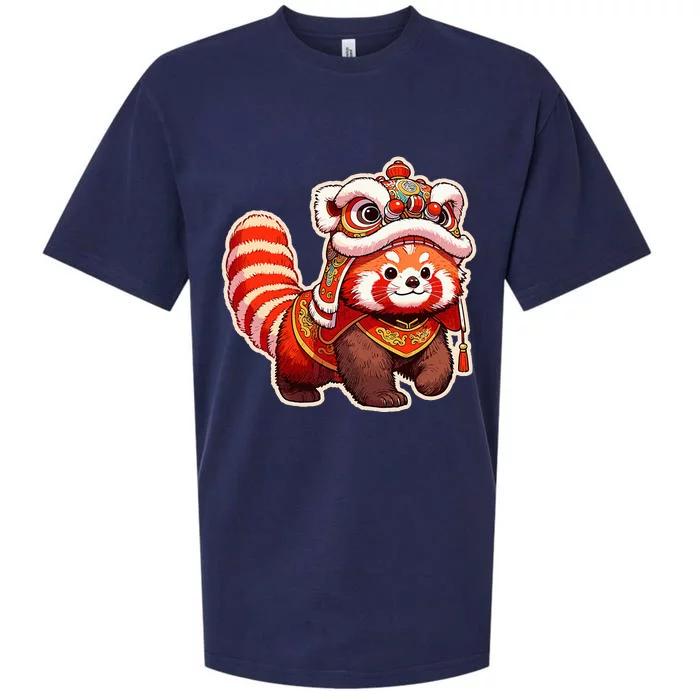 Chinese New Year Red Panda Lion Dance Lunar New Year 2024 Sueded Cloud Jersey T-Shirt