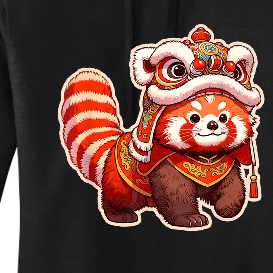 Chinese New Year Red Panda Lion Dance Lunar New Year 2024 Women's Pullover Hoodie