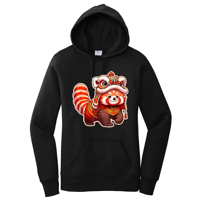 Chinese New Year Red Panda Lion Dance Lunar New Year 2024 Women's Pullover Hoodie