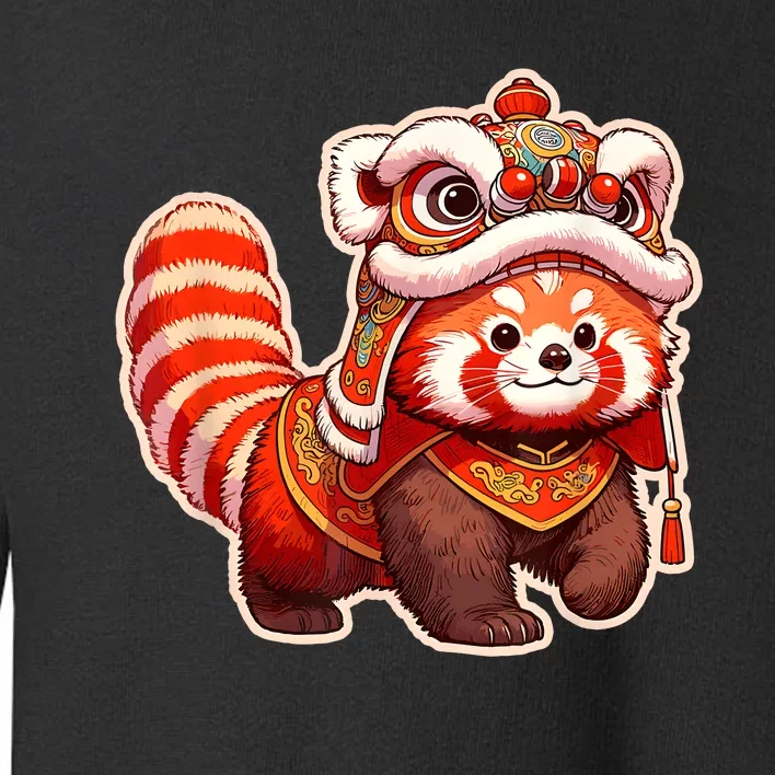 Chinese New Year Red Panda Lion Dance Lunar New Year 2024 Toddler Sweatshirt