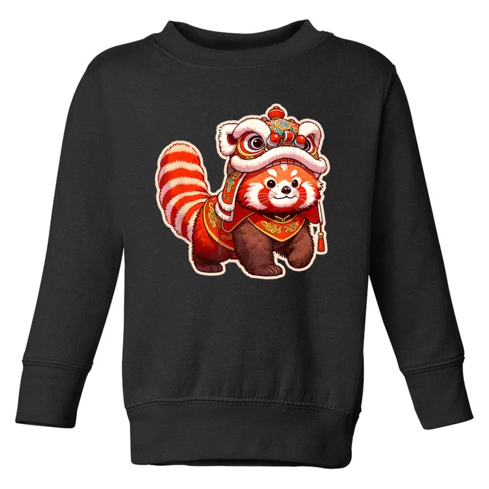 Chinese New Year Red Panda Lion Dance Lunar New Year 2024 Toddler Sweatshirt