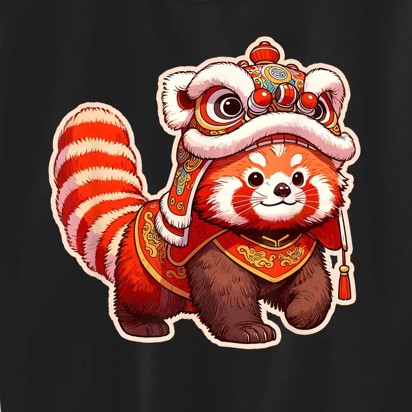 Chinese New Year Red Panda Lion Dance Lunar New Year 2024 Kids Sweatshirt