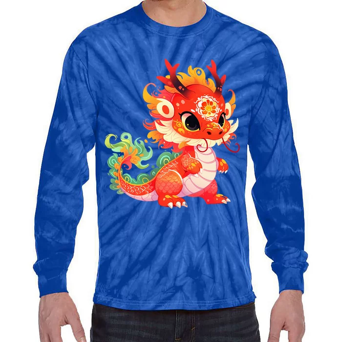 Chinese New Year 2024 Baby Dragon Gifts Celebration Tie-Dye Long Sleeve Shirt