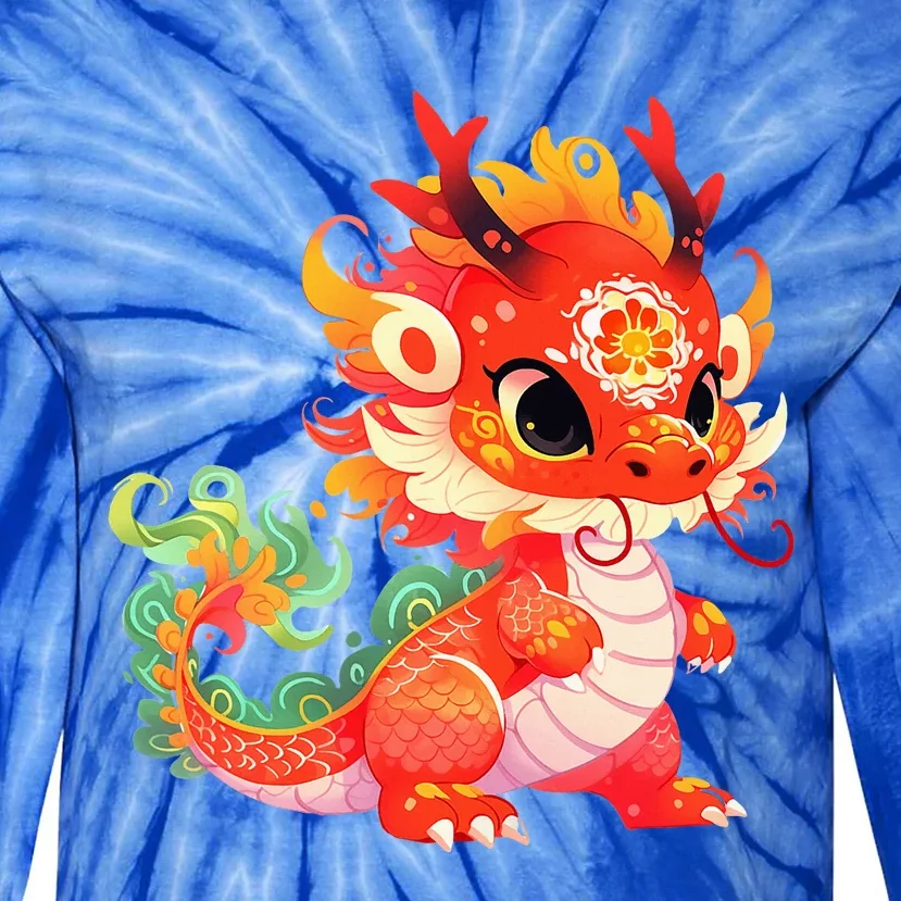 Chinese New Year 2024 Baby Dragon Gifts Celebration Tie-Dye Long Sleeve Shirt