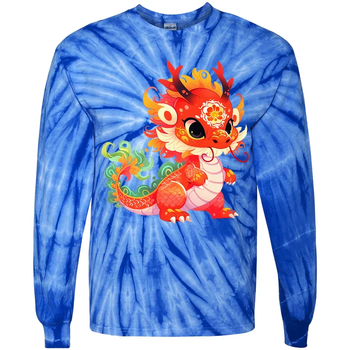 Chinese New Year 2024 Baby Dragon Gifts Celebration Tie-Dye Long Sleeve Shirt