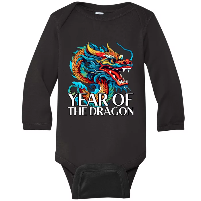 Chinese New Year Zodiac Year Of The Wood Dragon 2024 Baby Long Sleeve Bodysuit