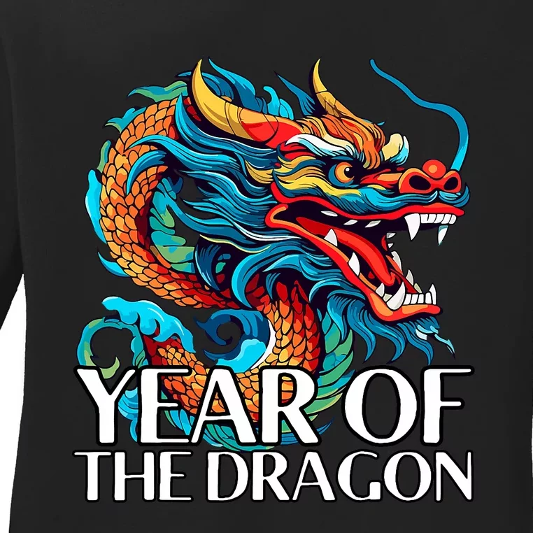 Chinese New Year Zodiac Year Of The Wood Dragon 2024 Ladies Long Sleeve Shirt