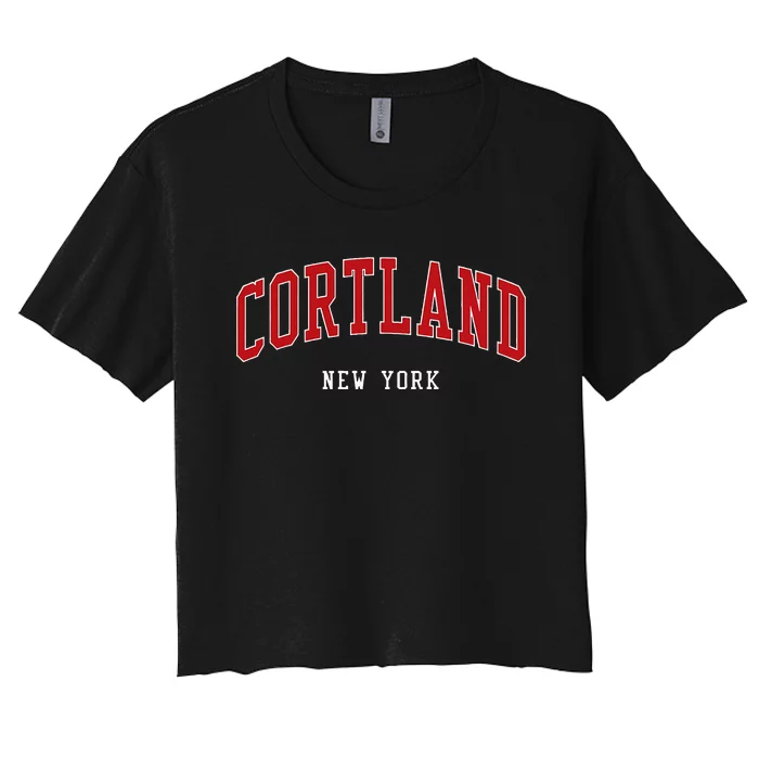 Cortland New York Varsity Sports Style Women's Crop Top Tee