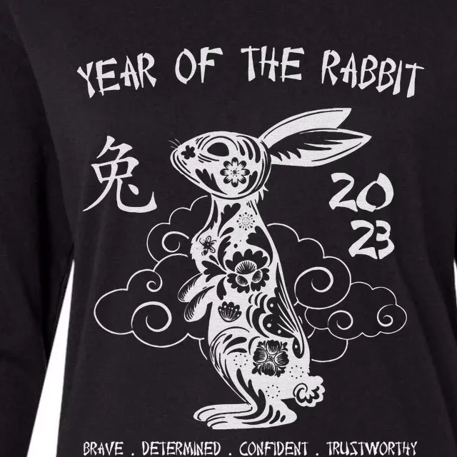 Chinese New Year Year Of The Rabbit Chinese Zodiac Womens Cotton Relaxed Long Sleeve T-Shirt