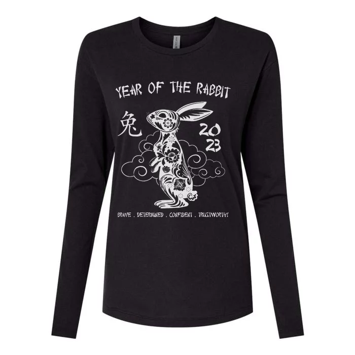 Chinese New Year Year Of The Rabbit Chinese Zodiac Womens Cotton Relaxed Long Sleeve T-Shirt