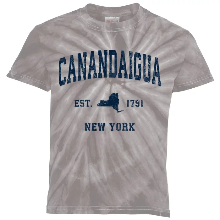 Canandaigua New York Ny Vintage Athletic Kids Tie-Dye T-Shirt