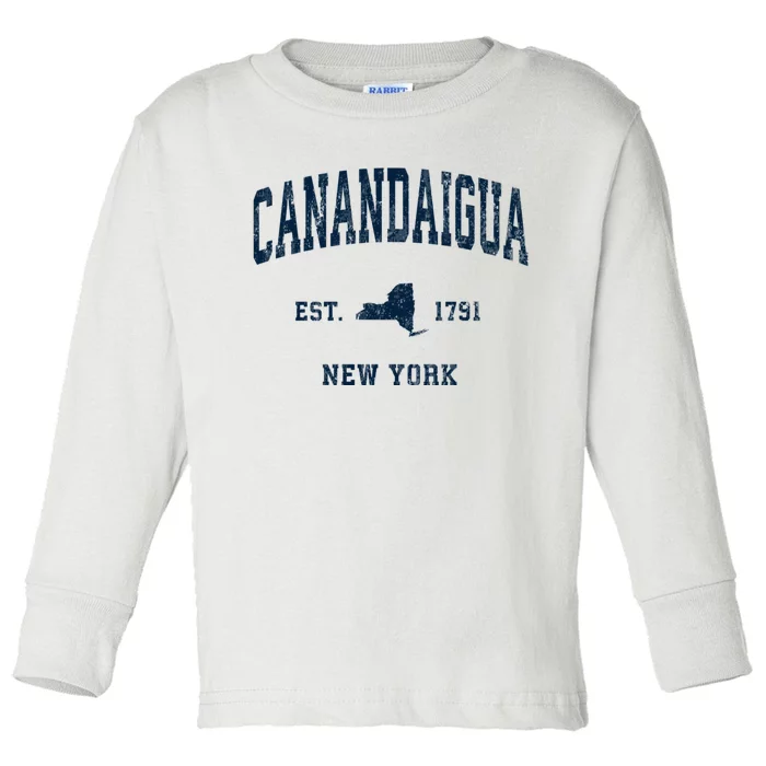 Canandaigua New York Ny Vintage Athletic Toddler Long Sleeve Shirt