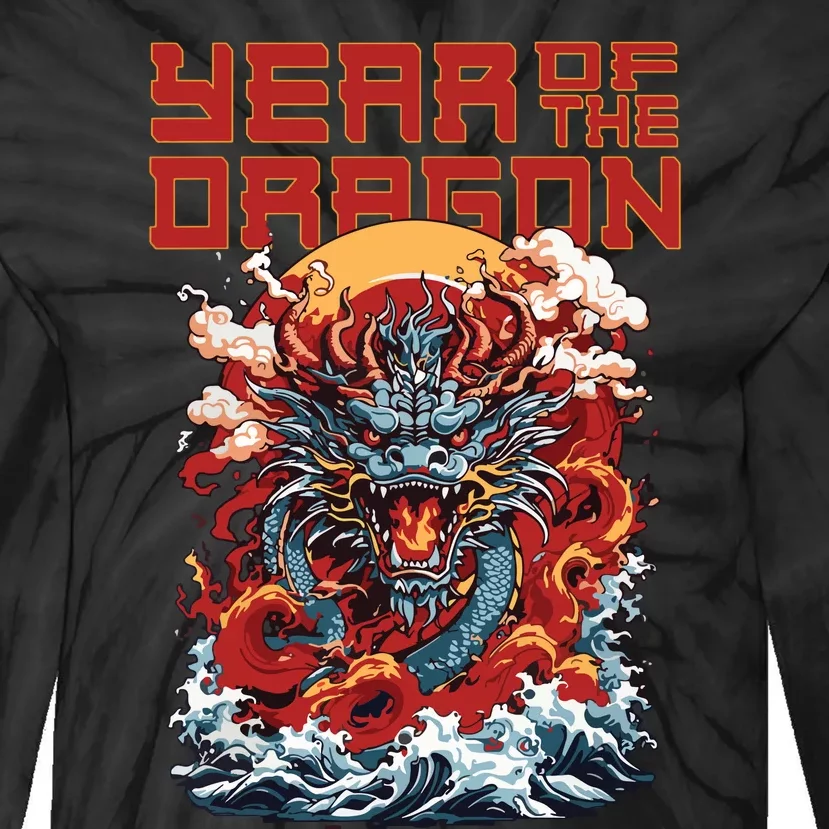 Chinese New Year 2024 Year Of The Dragon Lunar New Year 2024 Tie-Dye Long Sleeve Shirt