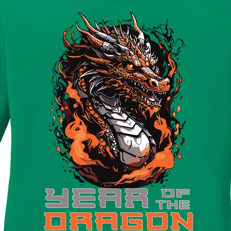 Chinese New Year 2024 Year Of The Dragon Lunar New Year 2024 Ladies Long Sleeve Shirt