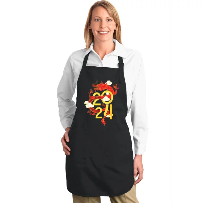 Chinese New Year 2024 Year Of The Dragon Lunar New Year 2024 Full-Length Apron With Pocket