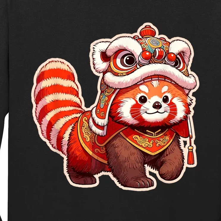 Chinese New Year Red Panda Lion Dance Lunar New Year 2024 Tall Long Sleeve T-Shirt