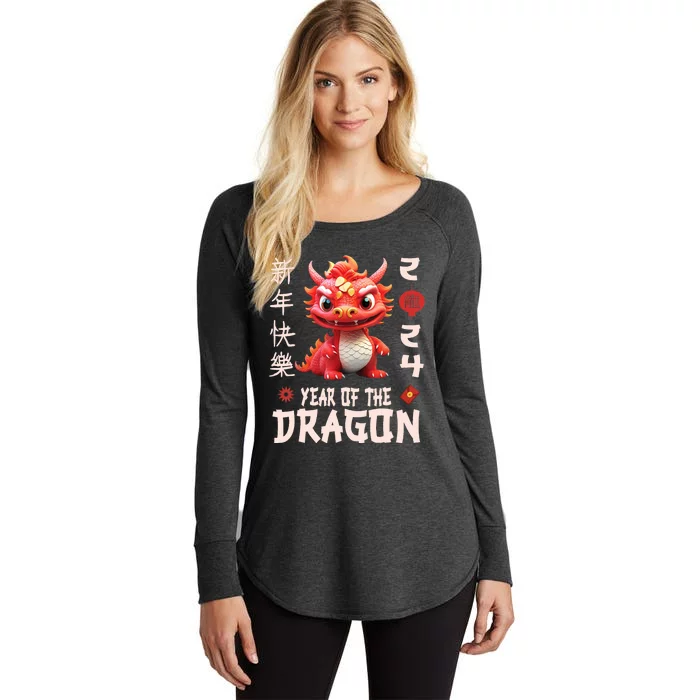 Chinese New Year 2024 For Dragon Happy New Year Women's Perfect Tri Tunic Long Sleeve Shirt