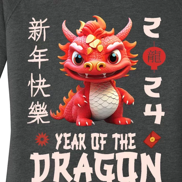 Chinese New Year 2024 For Dragon Happy New Year Women's Perfect Tri Tunic Long Sleeve Shirt