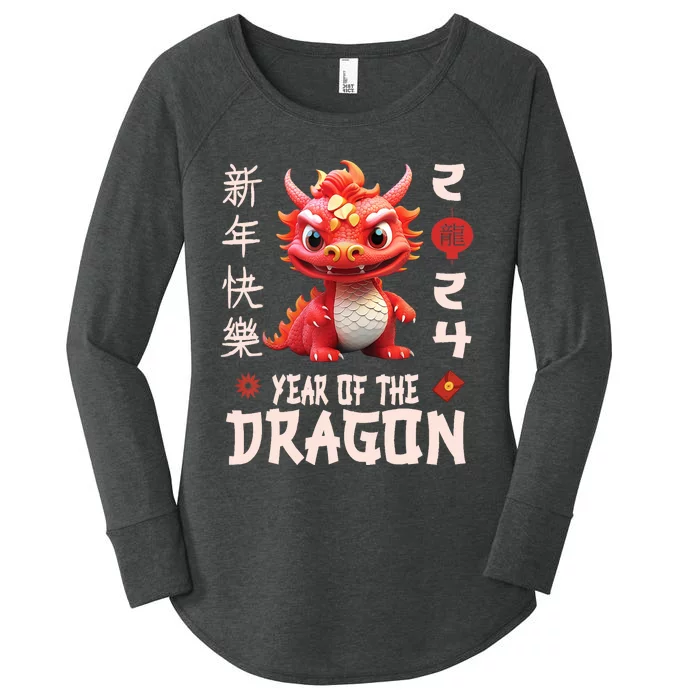 Chinese New Year 2024 For Dragon Happy New Year Women's Perfect Tri Tunic Long Sleeve Shirt