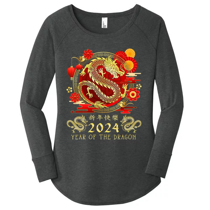 Chinese New Year 2024 Year Of The Dragon Happy New Year 2024 Women's Perfect Tri Tunic Long Sleeve Shirt