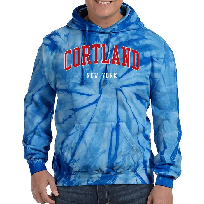 Cortland New York Varsity Sports Style Tie Dye Hoodie