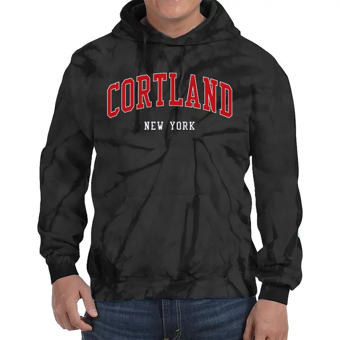 Cortland New York Varsity Sports Style Tie Dye Hoodie