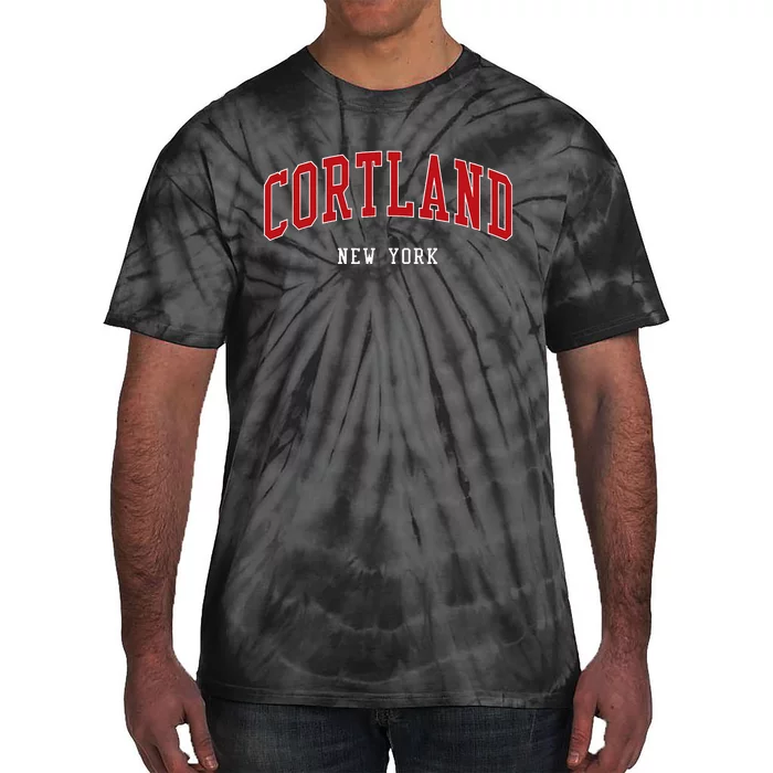 Cortland New York Varsity Sports Style Tie-Dye T-Shirt