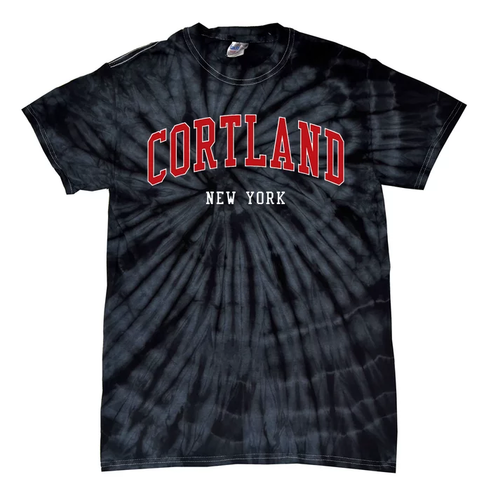 Cortland New York Varsity Sports Style Tie-Dye T-Shirt