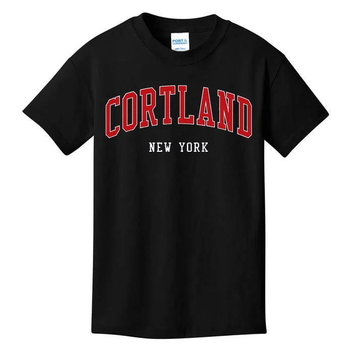 Cortland New York Varsity Sports Style Kids T-Shirt