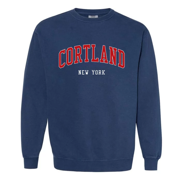 Cortland New York Varsity Sports Style Garment-Dyed Sweatshirt