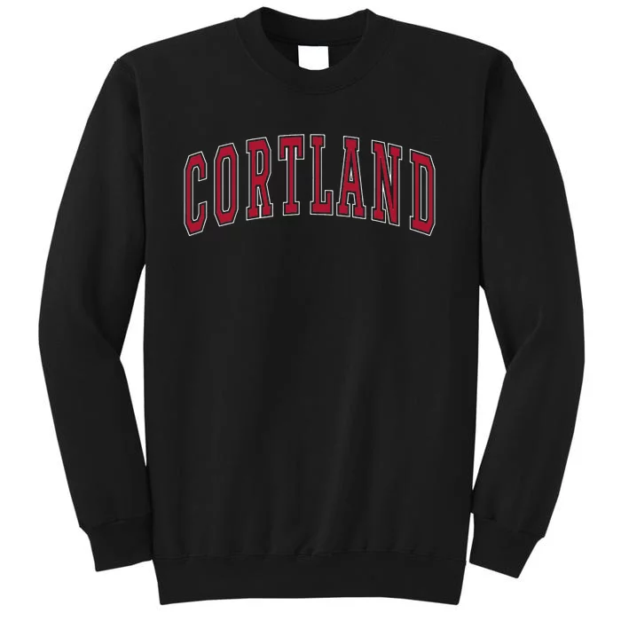 Cortland New York Souvenir College Style Red Text Sweatshirt