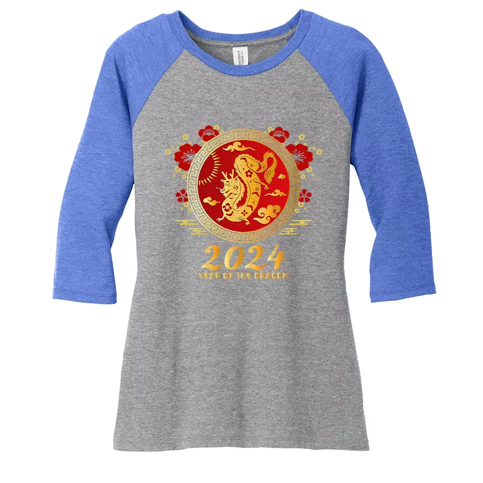 Chinese New Year 2024 Year of the Dragon Happy New Year 2024 Women's Tri-Blend 3/4-Sleeve Raglan Shirt