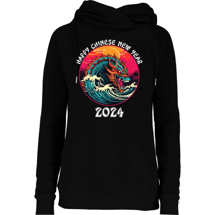 Chinese New Year 2024 Year Of The Dragon Happy New Year 2024 Womens Funnel Neck Pullover Hood