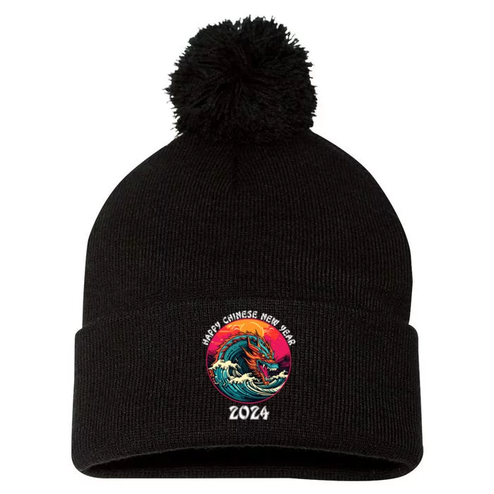 Chinese New Year 2024 Year Of The Dragon Happy New Year 2024 Pom Pom 12in Knit Beanie