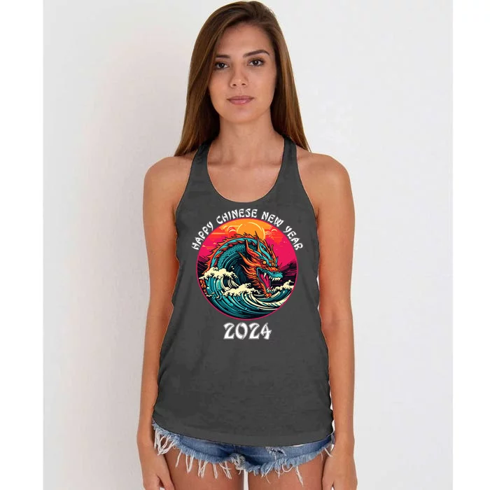 Chinese New Year 2024 Year Of The Dragon Happy New Year 2024 Women's Knotted Racerback Tank