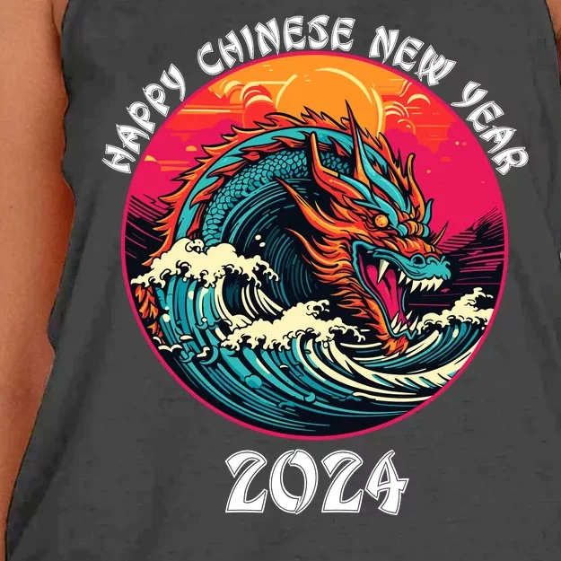 Chinese New Year 2024 Year Of The Dragon Happy New Year 2024 Women's Knotted Racerback Tank