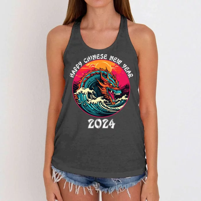 Chinese New Year 2024 Year Of The Dragon Happy New Year 2024 Women's Knotted Racerback Tank