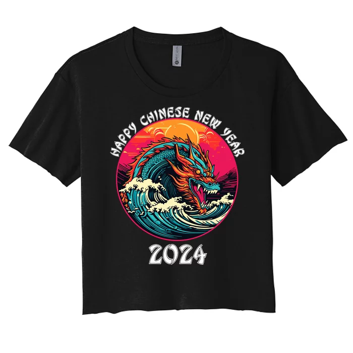 Chinese New Year 2024 Year Of The Dragon Happy New Year 2024 Women's Crop Top Tee