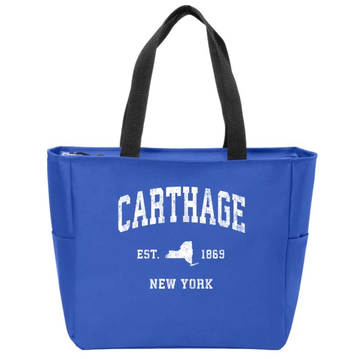 Carthage New York Ny Vintage Athletic Zip Tote Bag