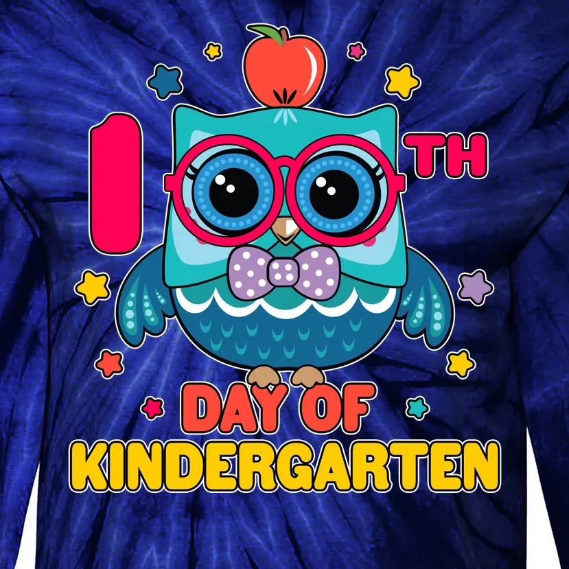 Cute Owl 100th Day Of Kindergarten Tie-Dye Long Sleeve Shirt