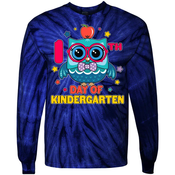 Cute Owl 100th Day Of Kindergarten Tie-Dye Long Sleeve Shirt