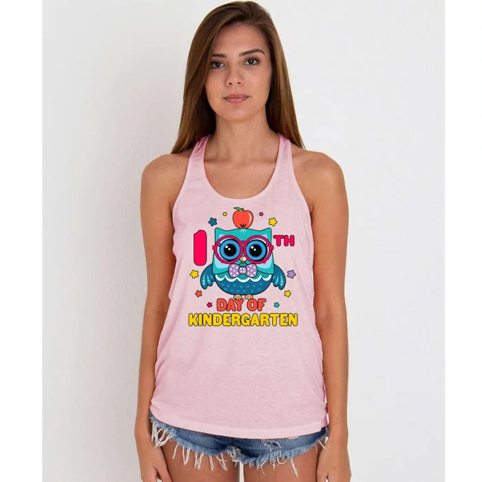 Cute Owl 100th Day Of Kindergarten Women's Knotted Racerback Tank