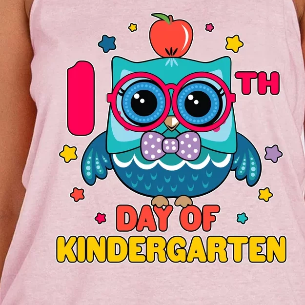 Cute Owl 100th Day Of Kindergarten Women's Knotted Racerback Tank