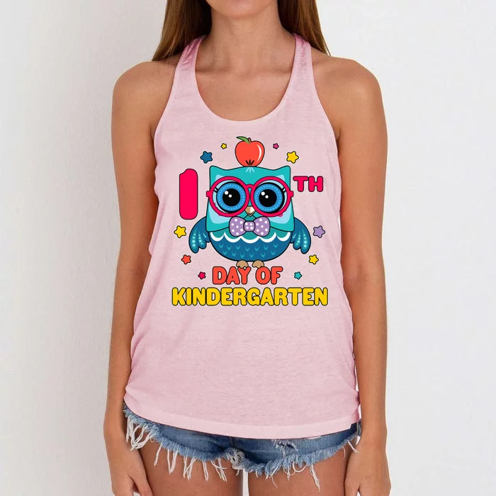 Cute Owl 100th Day Of Kindergarten Women's Knotted Racerback Tank